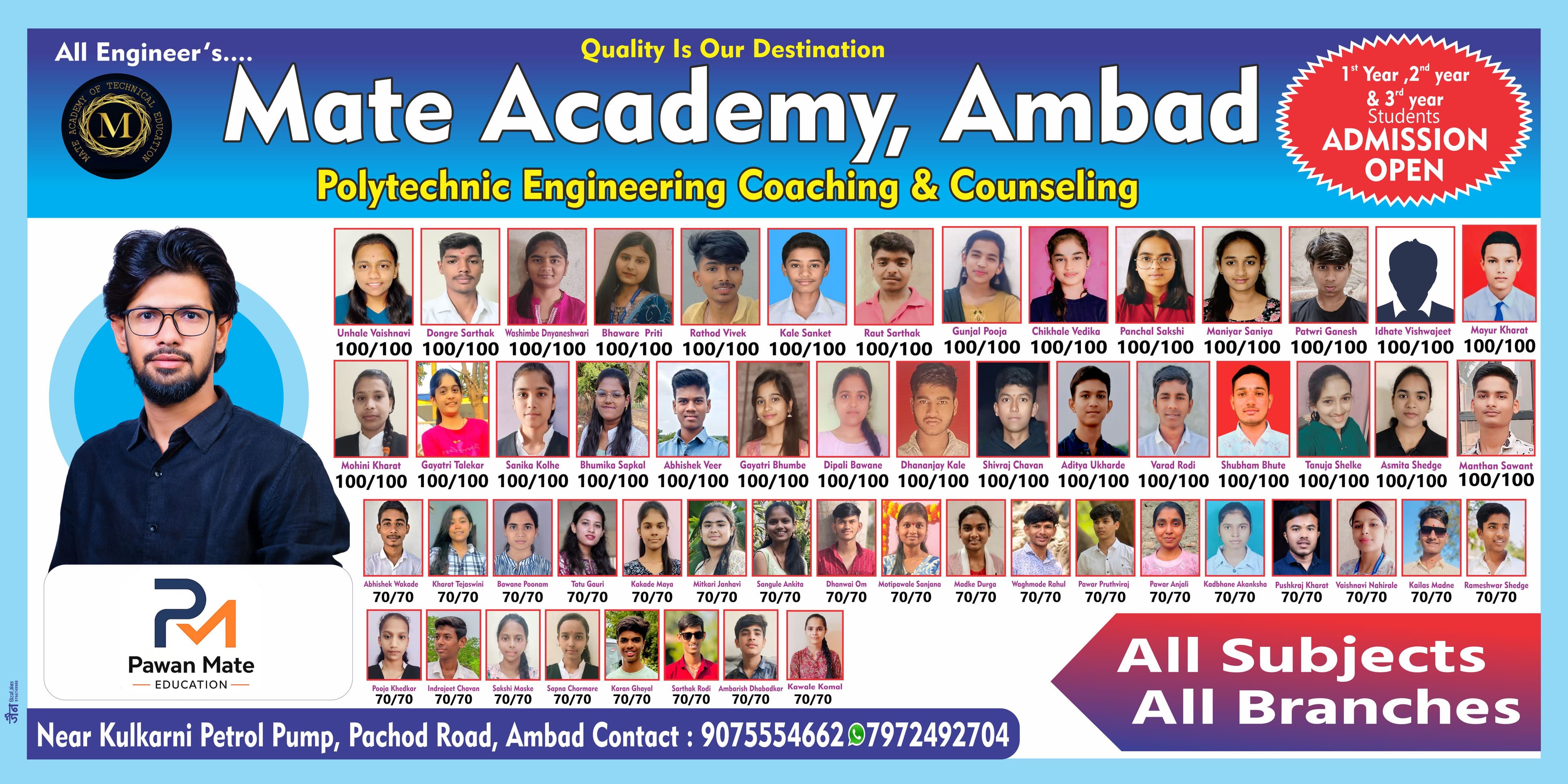 Pawan Mate Education Top Rankers & Exam Results